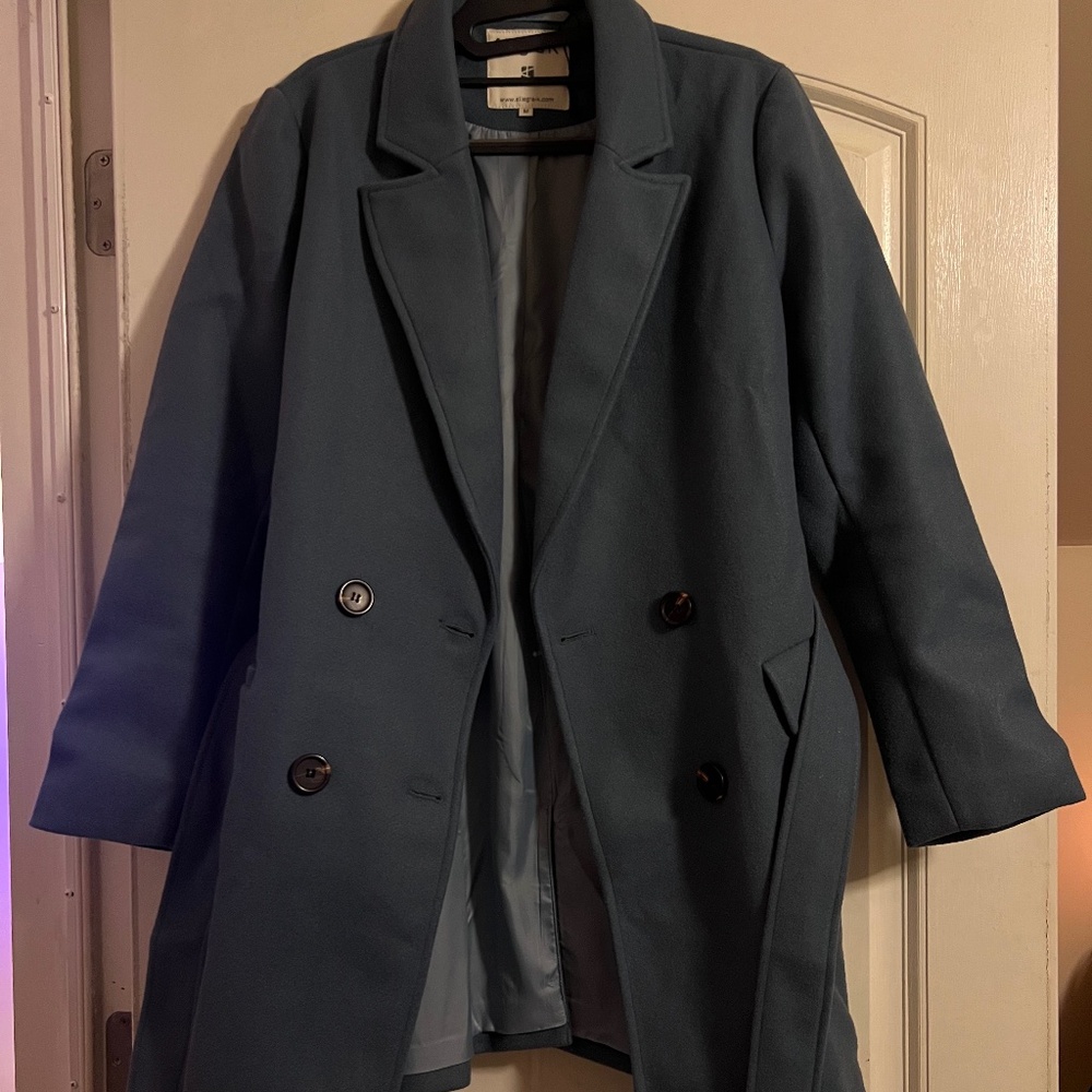 Allegra K Blue Pea Coat sz M